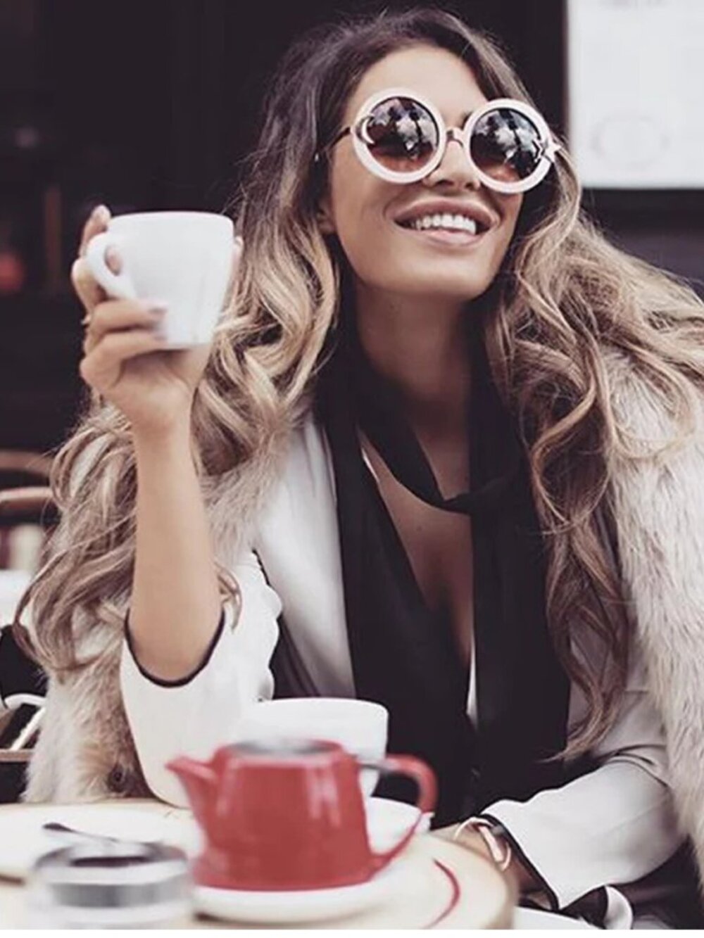 Big Round Star & Moon Celestial Pink Lens Wildfox Style Boho Sunglasses - Picture 5 of 5